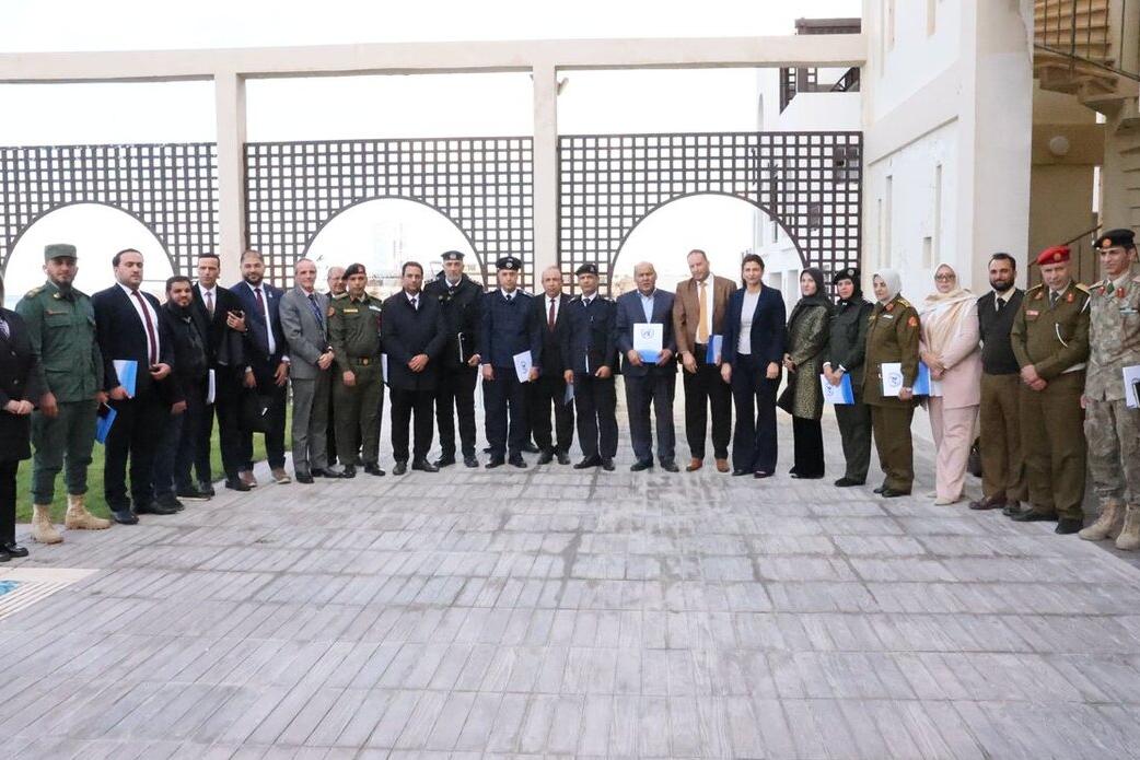 Group photo for UNSMIL-facilitated symposium on the implementation of the Code of Conduct for Military and Security units and institutions participants 